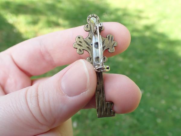 Bronze, Pink and Green Iridescent Key Brooch picture