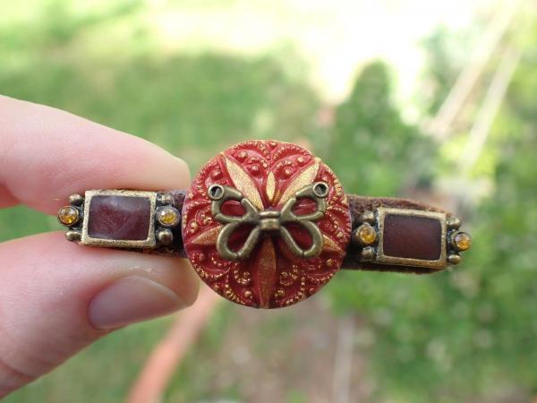Bronze Butterfly Victorian-Style OOAK Hair Clip | Vintage, Antique, Steampunk | Brown &amp; Orange Costume Accessory picture