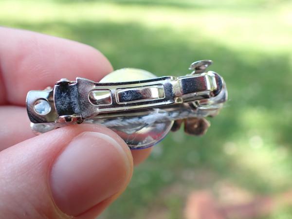 Blue Gem with Silver Flowers and Gears Hair Clip picture