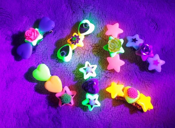 Decora Kei Blacklight Colorful Rainbow Bead Hair Clips picture