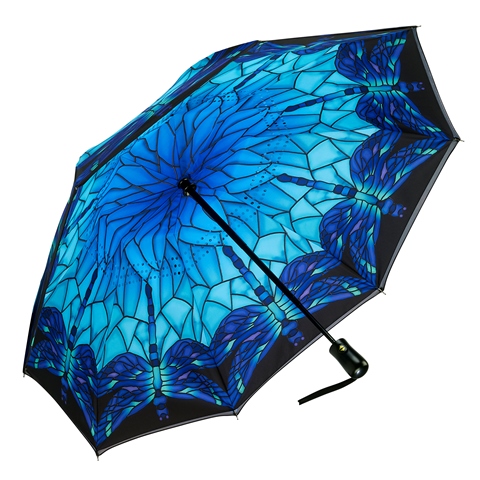 Reverse Compact Umbrella - Stained Glass Dragonfly - 280-33016RC picture