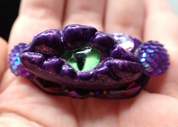 Hand-Sculpted Dragon Eye with Scales and Gems Hair Clips picture