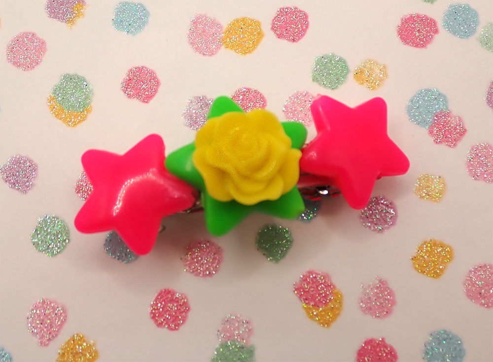 Decora Kei Blacklight Colorful Rainbow Bead Hair Clips picture