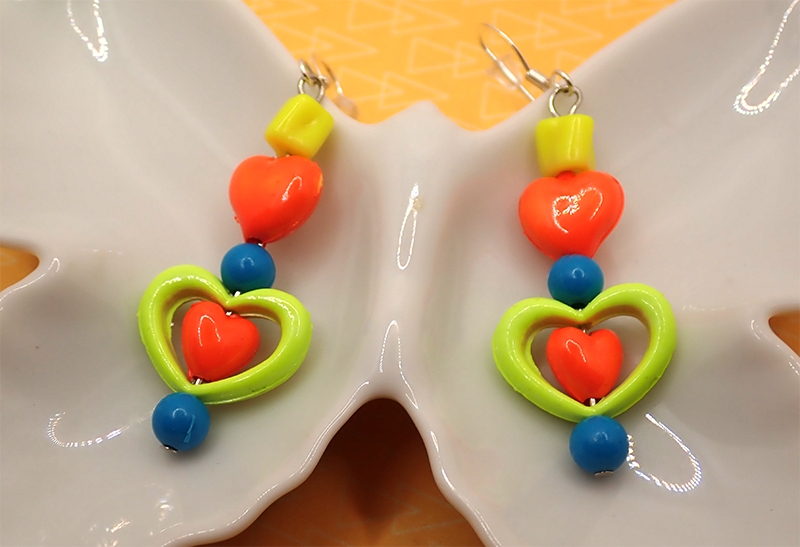 Decora Kei Blacklight Colorful Rainbow Bead Earrings picture
