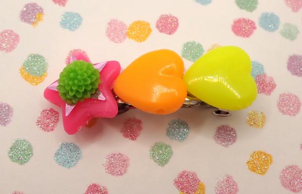 Decora Kei Blacklight Colorful Rainbow Bead Hair Clips picture