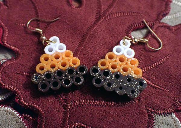 Halloween Perler Bead Glitter Candy Corn Earrings picture