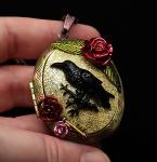 Crow, Rose and Key Locket