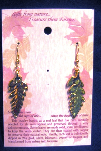 Real Fern Earrings, pair - Gold - 560-5006