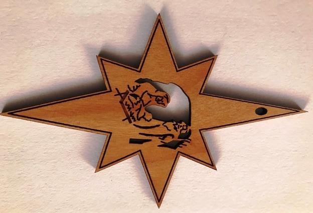 Nativity Star Ornament, red alder - 204-4214