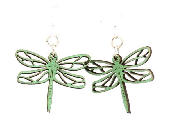 GT earrings - Dragonfly Blossoms, emerald - 520-0113A