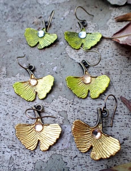 Ginkgo Leaf Gem Earrings | Fancy Art Nouveau-Inspired Autumn Jewelry