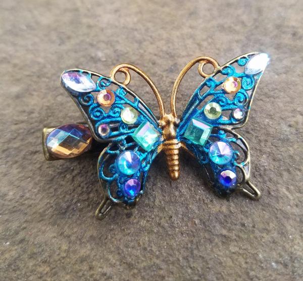 Blue Bejeweled Butterfly Hair Clip picture