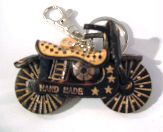 Leather Motorcycle Key Ring, black - 220-KC4006b picture