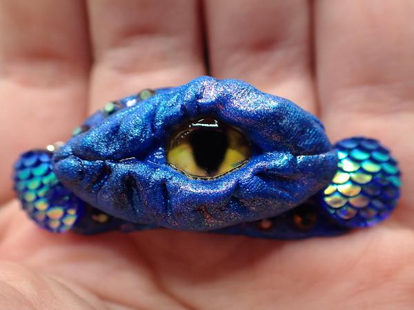 Hand-Sculpted Dragon Eye with Scales and Gems Hair Clips picture