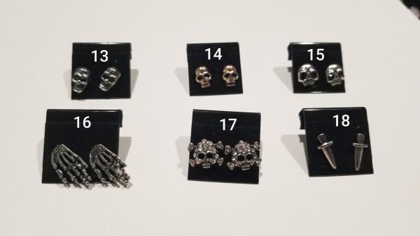 Stud Earrings (Skulls/Bones/Daggers)