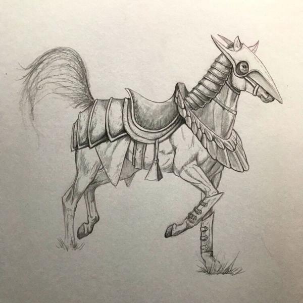 Paladin Horse - Original Pencil Drawing (includes shipping*) picture