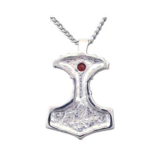Enameled Thor's Hammer Necklace with Gemstone picture