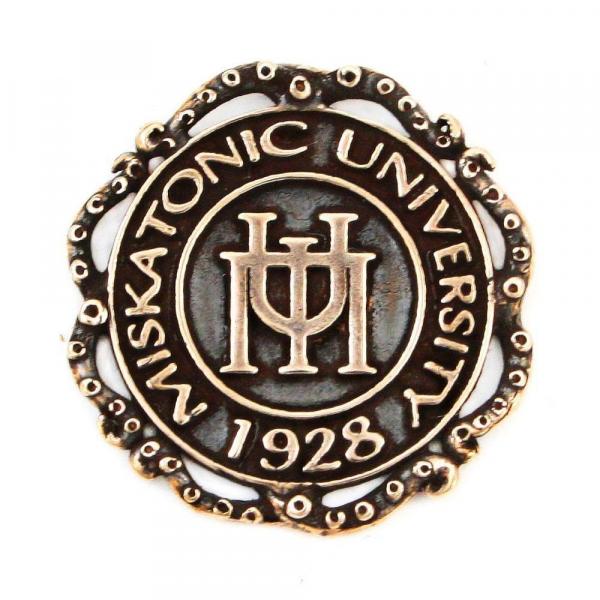 Miskatonic University Pin with Tentacle Ribbon - Bronze