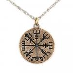 Vegvisir Rune Compass Necklace - Bronze