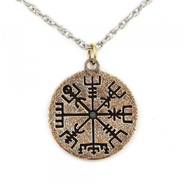 Vegvisir Rune Compass Necklace - Bronze