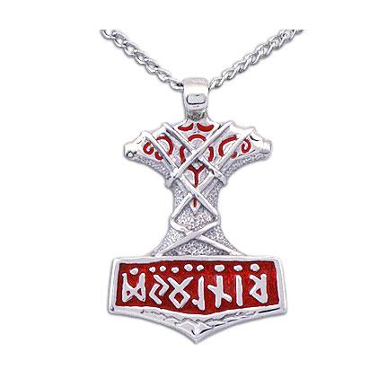 Enameled Ornate Thor's Hammer Necklace picture