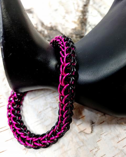 Black and Magenta Full Persian Chainmaille Bracelet