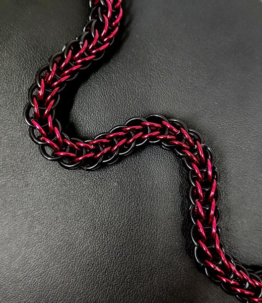 Red and Black Full Persian Chainmaille Bracelet picture