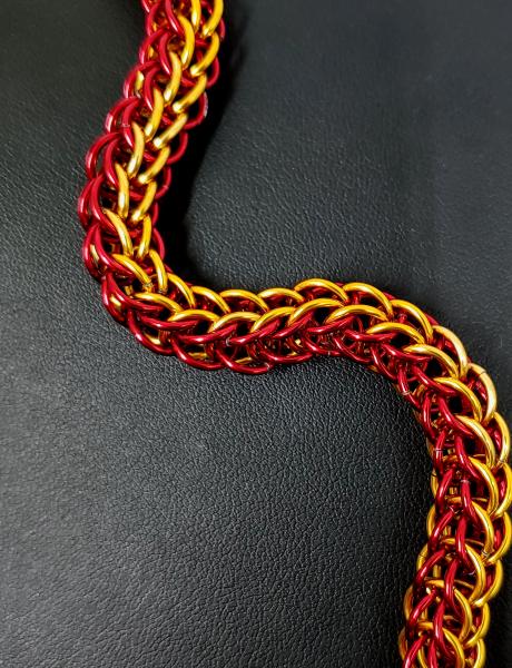 Red and Gold Full Persian Chainmaille Bracelet picture