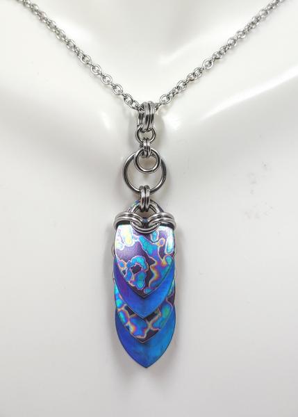 Mottled Rainbow and Blue Titanium Scale Pendant picture