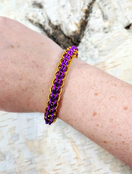 Purple and Gold Full Persian Chainmaille Bracelet picture