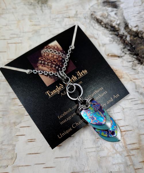 Mottled Rainbow and Green Titanium Scale Pendant picture