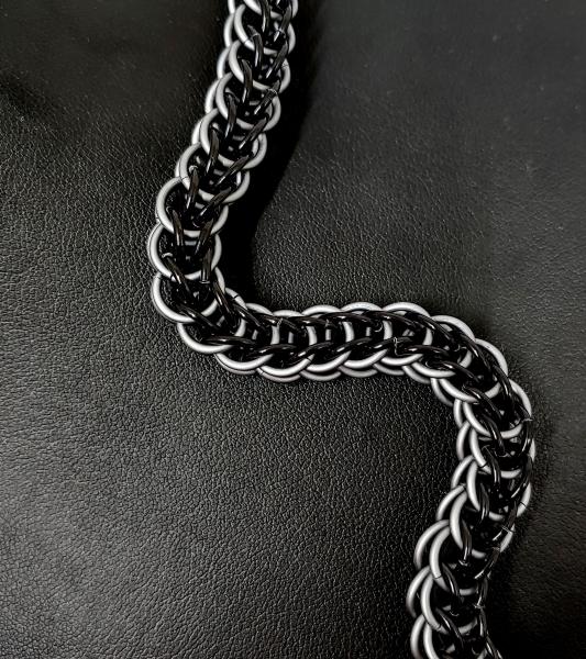 Black and Grey Full Persian Chainmaille Bracelet picture