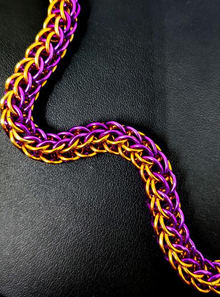 Purple and Gold Full Persian Chainmaille Bracelet picture
