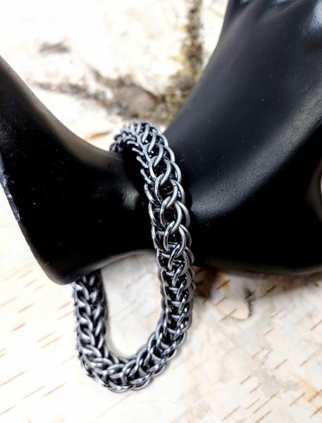 Matte and Shiny Grey Full Persian Chainmaille Bracelets picture