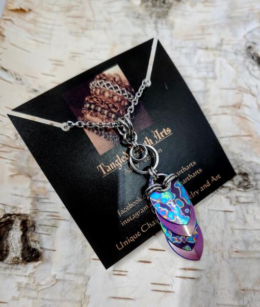 Mottled Rainbow and Purple Titanium Scale Pendant picture