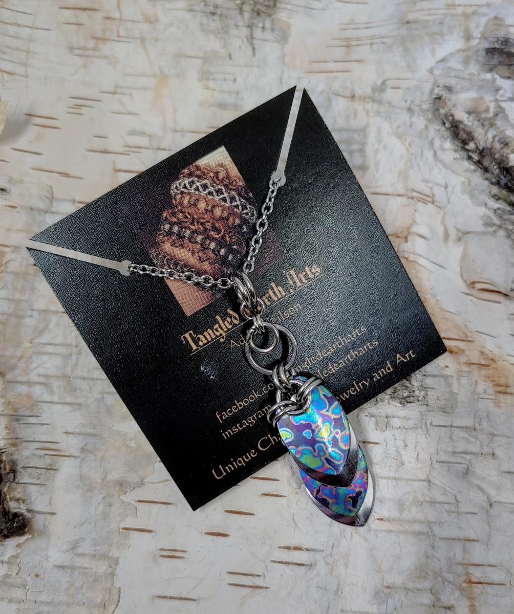 Mottled Rainbow and Stainless Steel Scale Pendant picture