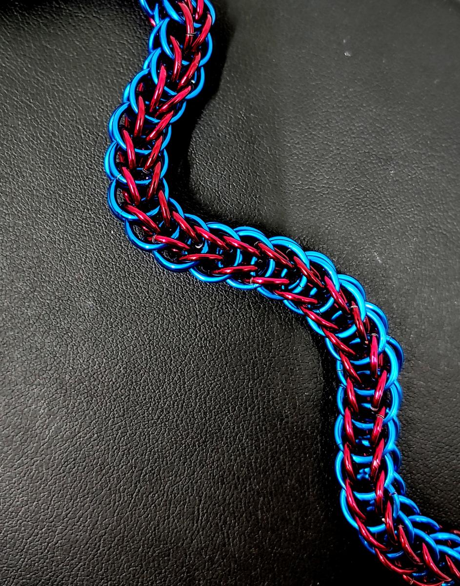 Red and Blue Full Persian Chainmaille Bracelet picture