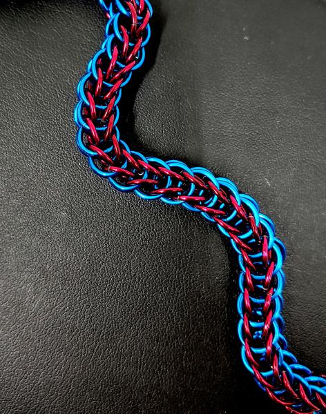 Red and Blue Full Persian Chainmaille Bracelet picture