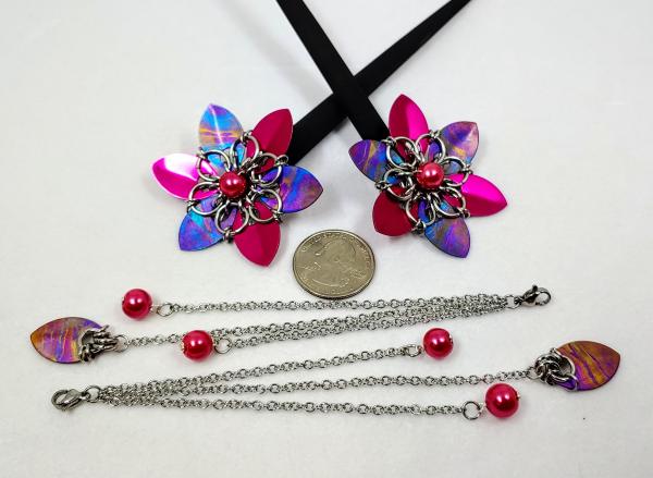 Hair Flower Hair Sticks: Pink and Purple Sunset Titanium picture