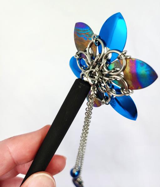 Hair Flower Hair Sticks: Blue Tropical Sunset Titanium picture