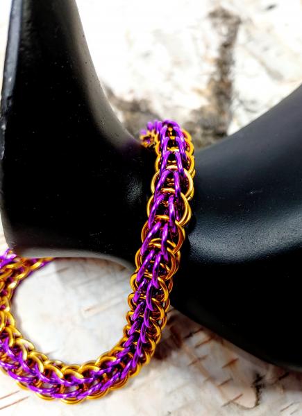 Purple and Gold Full Persian Chainmaille Bracelet picture