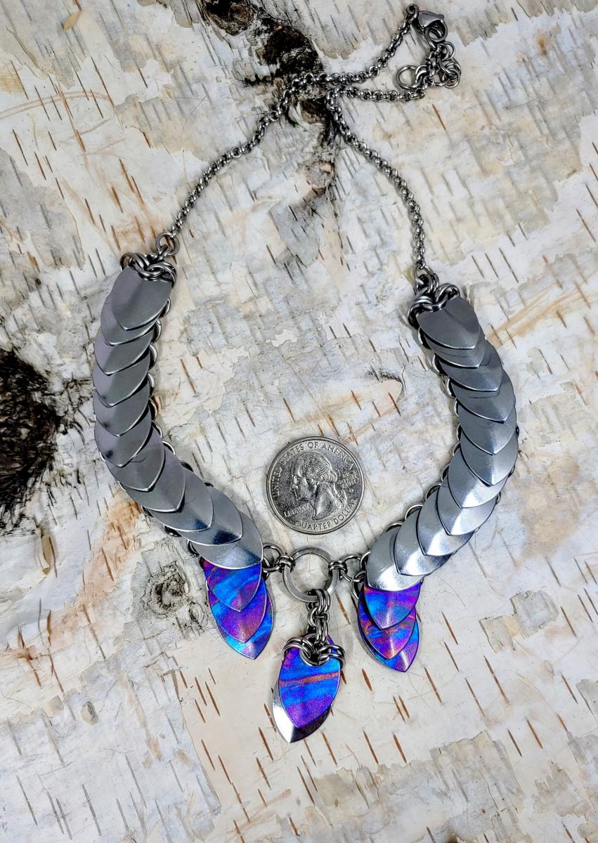 Stainless Steel and Titanium Scalemaille Necklace picture