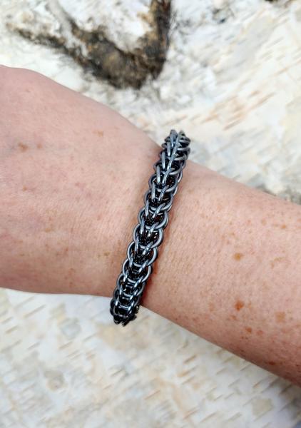Matte and Shiny Grey Full Persian Chainmaille Bracelets picture