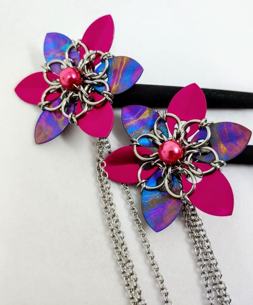 Hair Flower Hair Sticks: Pink and Purple Sunset Titanium picture