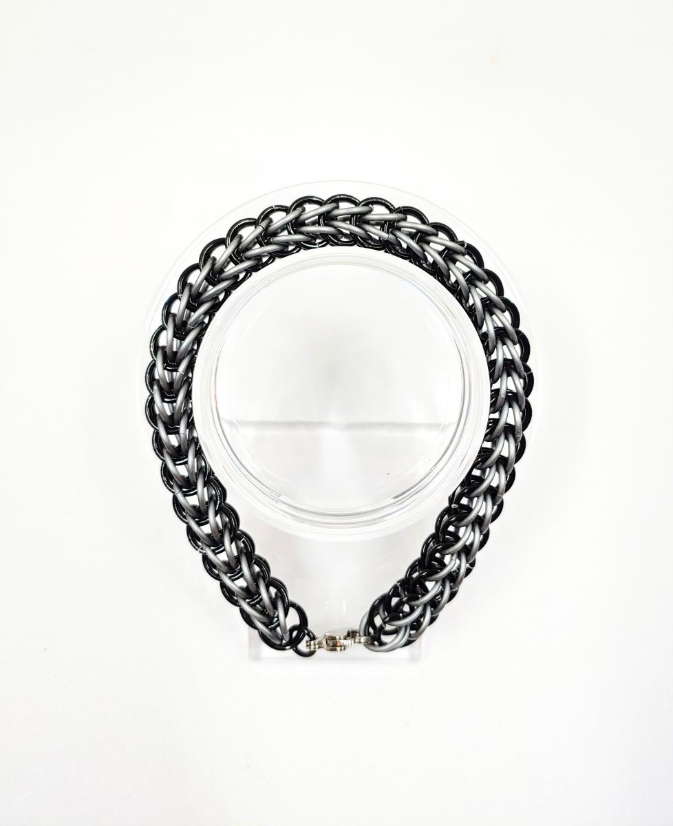 Black and Grey Full Persian Chainmaille Bracelet picture