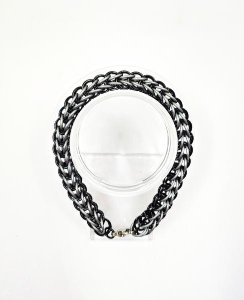 Black and Grey Full Persian Chainmaille Bracelet picture