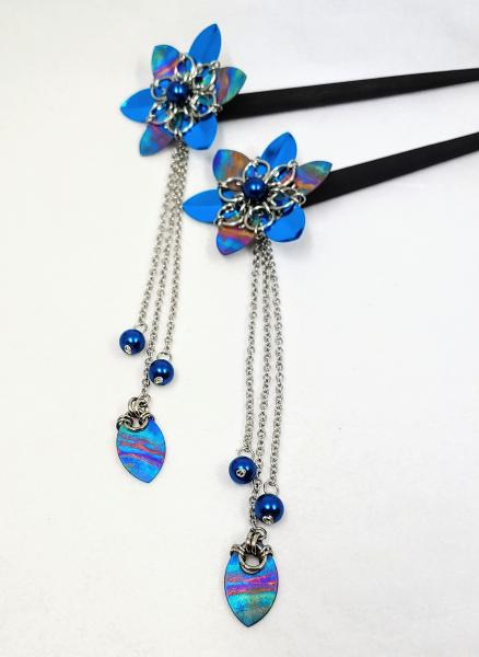 Hair Flower Hair Sticks: Blue Tropical Sunset Titanium