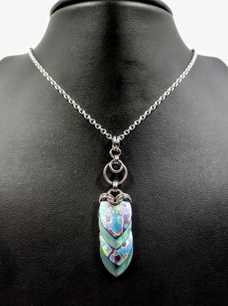 Mottled Rainbow and Green Titanium Scale Pendant picture