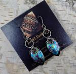 Mottled Rainbow and Stainless Steel Scale Earrings