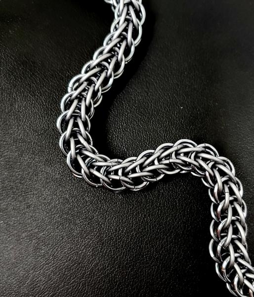 Matte and Shiny Grey Full Persian Chainmaille Bracelets picture